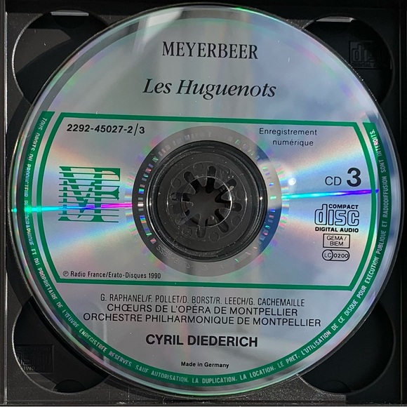 Meyerbeer Les Huguenots 4 CD set Opera Erato 2292-45027-2 Musifrance - Picture 6 of 6